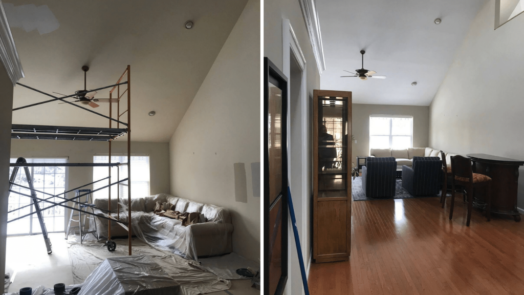 high ceilings paint job before and after