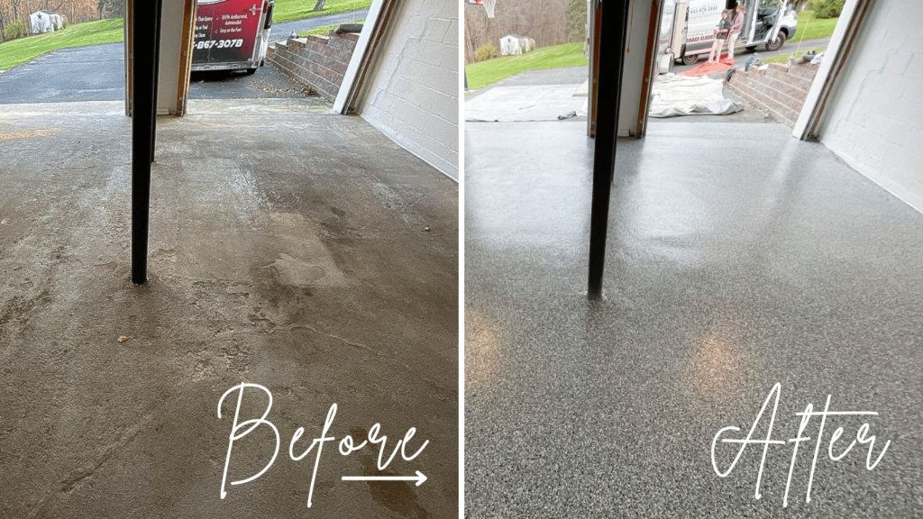 incredible concrete coatings garage before and after side by side