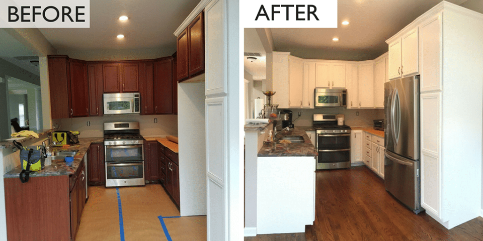 kitchen cabinet paint job before and after