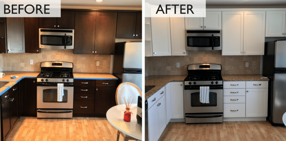 kitchen cabinet paint job before and after