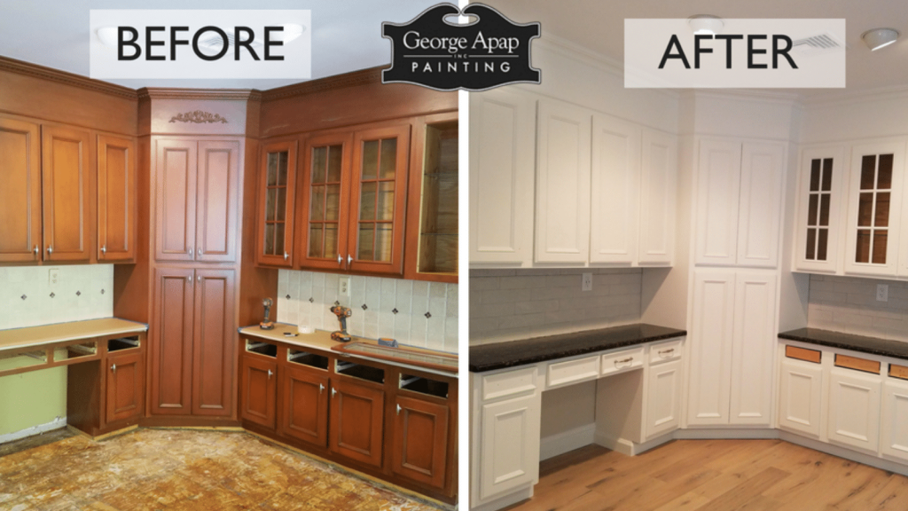 kitchen cabinets before and after side by side